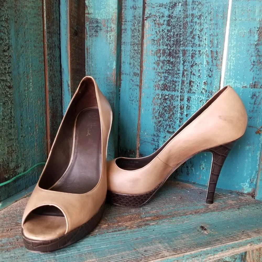 Cole Hann Tan Platform Heels - Picture 6 of 7